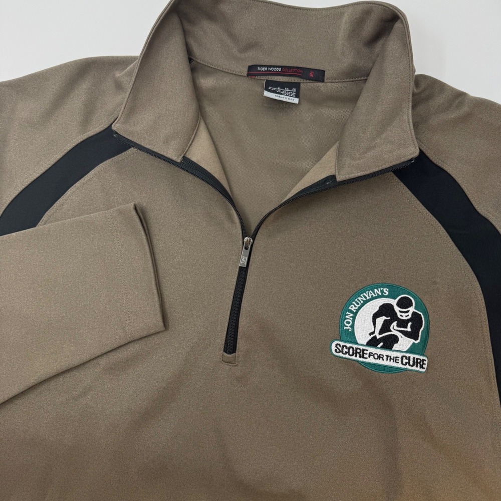 Nike Tiger Woods Collection‎ Mens XL Quarter Zip Pullover Brown Fit Dry Golf Top